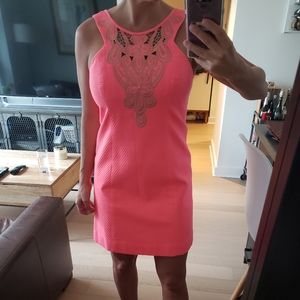 Lilly Pulitzer coral and gold shift dress